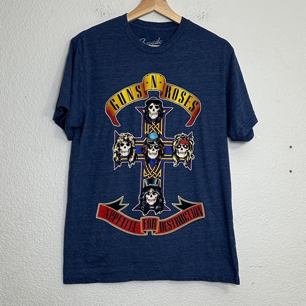 Bravado Guns N‎ Roses Blue Short Sleeve Tee Size Medium Band Tee Grunge Classic